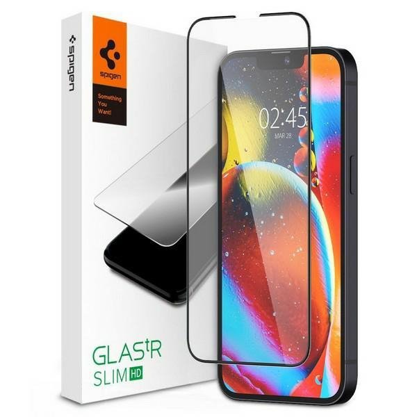 Spigen Glass FC iPhone 16e/13/13 Pro/14  szkło hartowane czarna ramka AGL03392