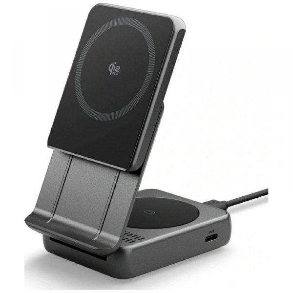 Ładowarka indukcyjna 2w1 Spigen          Essential Qi2.2 25W MagSafe czarny