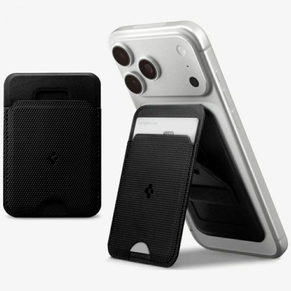 Magnetyczny portfel Spigen S314-1 Slim   Fold Tripod MagSafe czarny