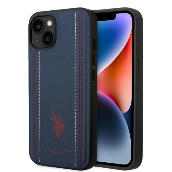 US Polo USHCP14SPFAV iPhone 14 / 15 / 13 6,1&quot; granatowy/navy blue Leather Stitch