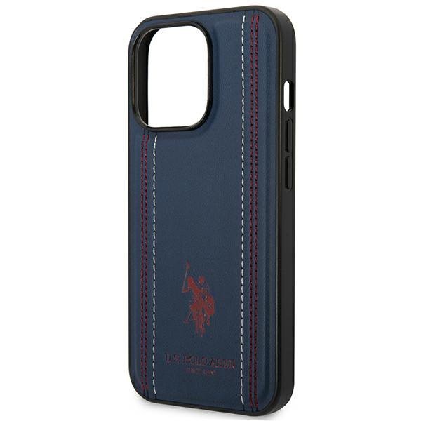 US Polo USHCP14LPFAV iPhone 14 Pro 6,1&quot; granatowy/navy blue Leather Stitch