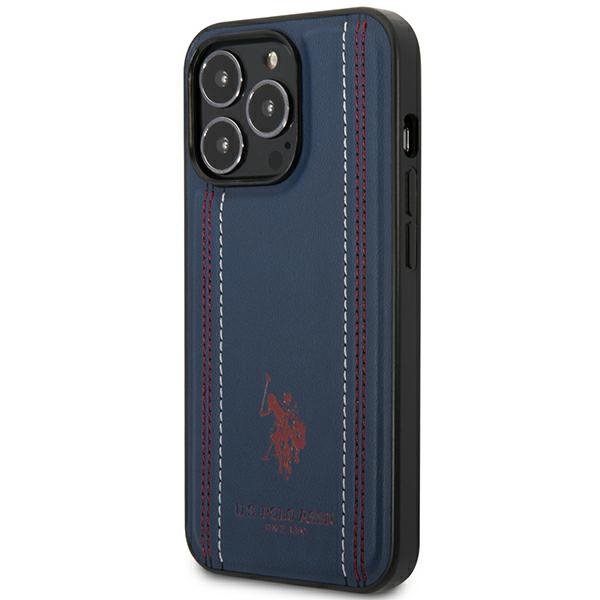 US Polo USHCP14XPFAV iPhone 14 Pro Max 6,7&quot; granatowy/navy blue Leather Stitch