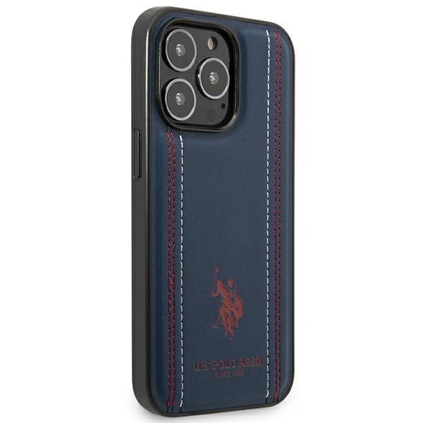 US Polo USHCP14XPFAV iPhone 14 Pro Max 6,7&quot; granatowy/navy blue Leather Stitch