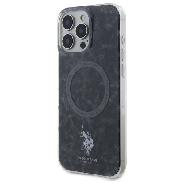 US Polo USHMP16LHOCLDPK iPhone 16 Pro 6.3&quot; czarny/black IML Ring MagSafe