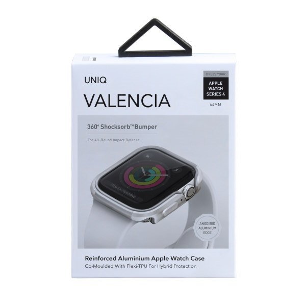 UNIQ etui Valencia Apple Watch Series4/5/6/SE 44mm. srebrny/titanium silver