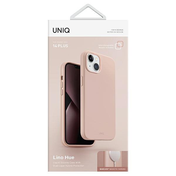 UNIQ etui Lino Hue iPhone 14 Plus / 15Plus 6.7&quot; Magclick Charging różowy/blush pink