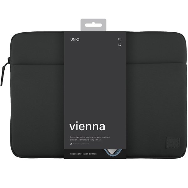 UNIQ etui Vienna laptop Sleeve 14&quot; czarny/midnight black Waterproof RPET