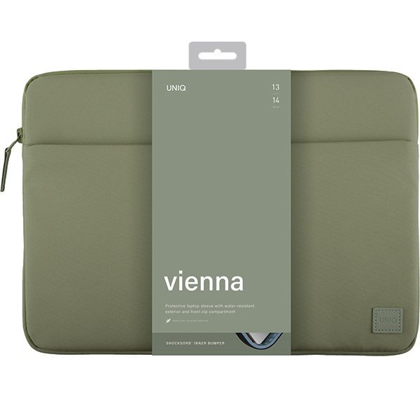 UNIQ etui Vienna laptop Sleeve 14&quot; zielony/laurel green Waterproof RPET