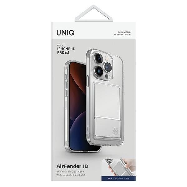 UNIQ etui Air Fender ID iPhone 15 Pro6.1&quot; nude transparent Cardslot