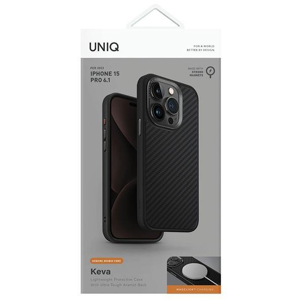 UNIQ etui Keva iPhone 15 Pro 6.1&quot;Magclick Charging czarny/carbon black