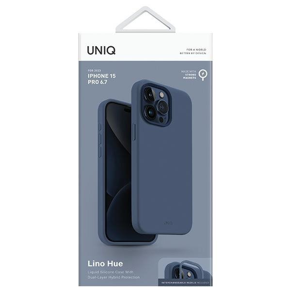 UNIQ etui Lino Hue iPhone 15 Pro Max 6.7 " Magclick Charging granatowy/navy blue