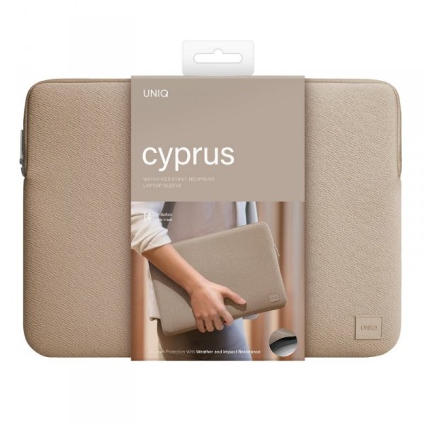 UNIQ torba Cyprus laptop Sleeve 14&quot; nude brown water-resistant neoprene