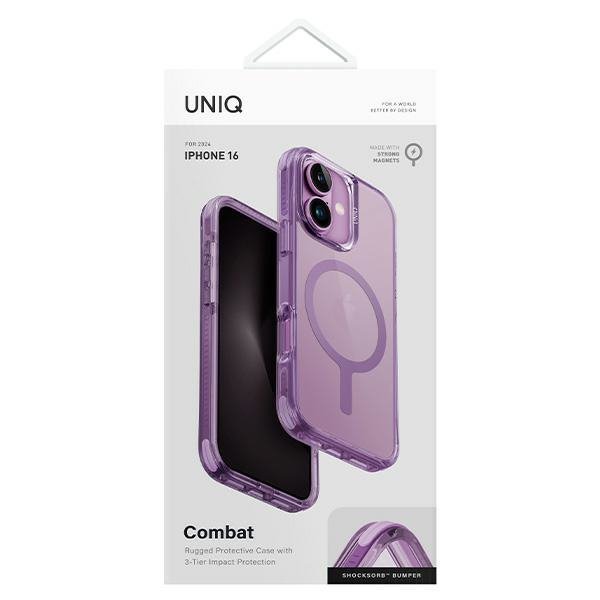 UNIQ etui Combat iPhone 16 6.1&quot; Magclick Charging różowy/grape pink
