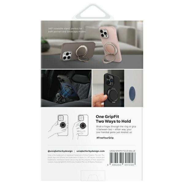UNIQ Gripfit 360 Magnetic                Mount&Kickstand Uchwyt Magnetyczny niebieski/sapphire blue