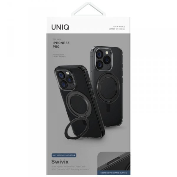 Etui UNIQ Swivix do iPhone 16 Pro 360    Rotating Kickstand czarny