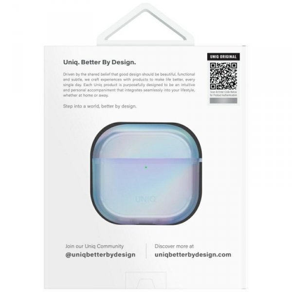 Etui UNIQ Iridescia do AirPods 4 Hang Case niebieski