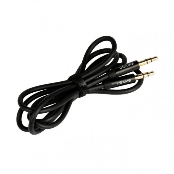 USAMS Adapter audio jack 3,5m - 3,5m 1mczarny/black YP101 (YP-01)
