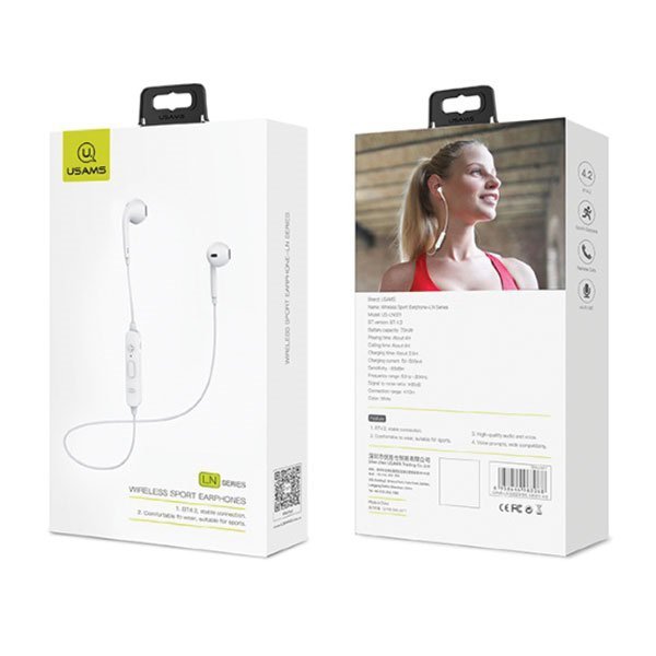 USAMS Słuchawki stereo Bluetooth LNSeries biały/white BHULN01