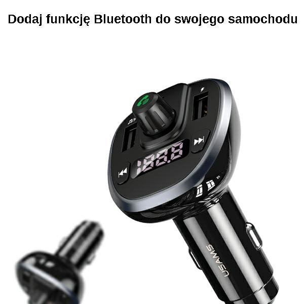 USAMS Zestaw głośnomówiący C21z transmiterem FM, Bluetooth 5.0, MP3, 2xUSB 3,4A czarny/black CC115GC01 (US-CC115)