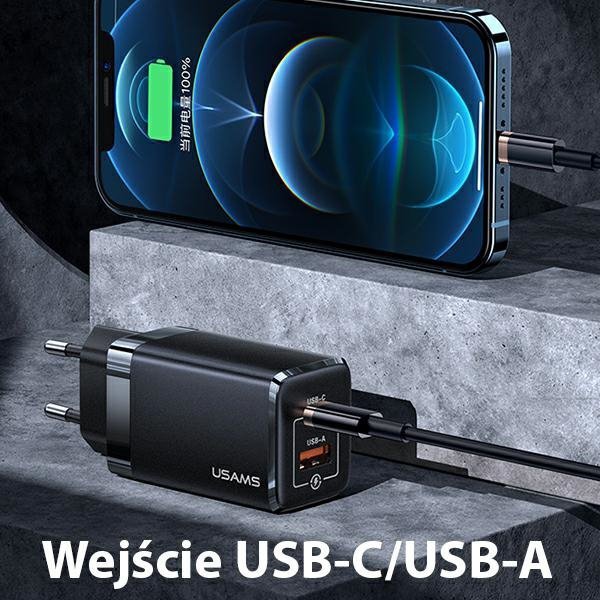USAMS Ład. siec. T41 USB-C+USB GaN 47W PD+QC (only head) Fast Charging czarny/black CC137TC01 (US-CC137)