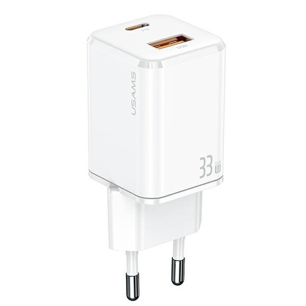 USAMS Ład. siec. 1xUSB-C+1xUSB T43 33W(only head) PD3.0 +QC3.0 Fast Charging biały/white CC144TC02 (US-CC144)
