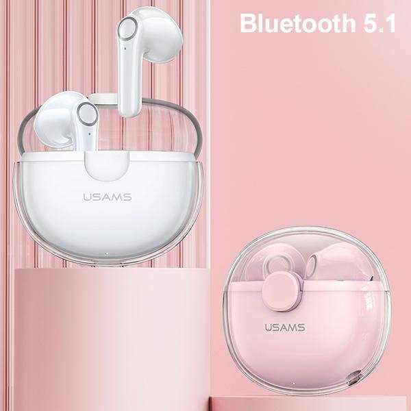 USAMS Słuchawki Bluetooth 5.1 TWS BUseries bezprzewodowe biały/white BHUBU01