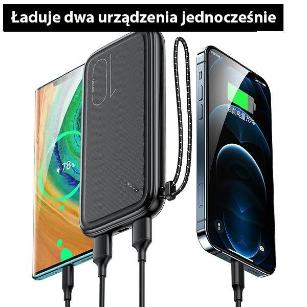 USAMS Powerbank PB56 10000mAh 2xUSB /USB-C / MicroUSB Fast Charge biały/white 10KCD15002 (US-CD150)