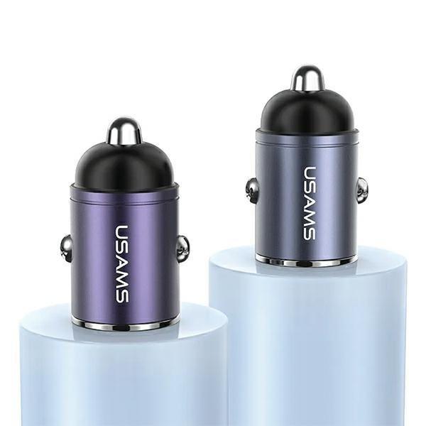 USAMS Ład. sam. 1xUSB+1xUSB-C C38 30WPD Fast Charge z wbudowanym pieścieniem stalowy/tarnish CC206CC01 (US-CC206)