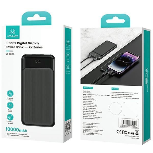 USAMS Powerbank 10000mAh 10W 1C+2Aczarny/black XY Series 10KCD19801 (US-CD198)