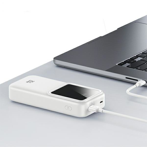 USAMS Powerbank z wbudowanymi kablamiUSB-C+Lightning 30000 mAh 20W PD+Qc 3.0 Fast Charge X-chel Series czarny/black 30KCD21301 (