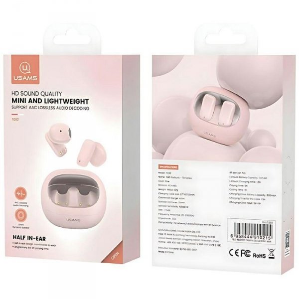 USAMS Słuchawki Bluetooth 5.3 TWSTD Series bezprzewodowe biały/white BHUTD01 (TD22)