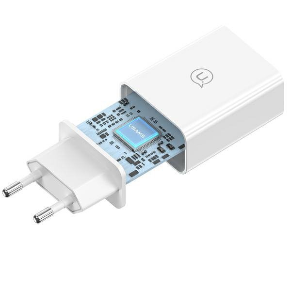 USAMS Ład. siec. 18W + kabel Lightning/USB-A Fast Charging biały/white series SC SCXLTZ03