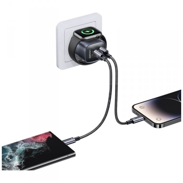 Ładowarka sieciowa USAMS CC293 T67 20W   iWatch 1xUSB-C 1xUSB-A tarnish
