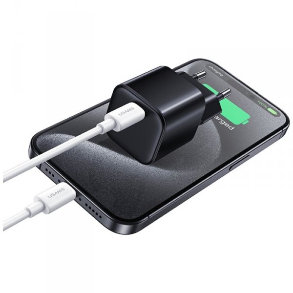 Ładowarka sieciowa USAMS JO Series CC260 20W USB-C + kabel USB-C/USB-C 1m biały
