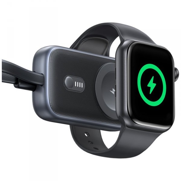 Ładowarka indukcyjna 2w1 Usams CD245 do  Apple Watch z powerbankiem 1200mAh + kabel USB-C tarnish