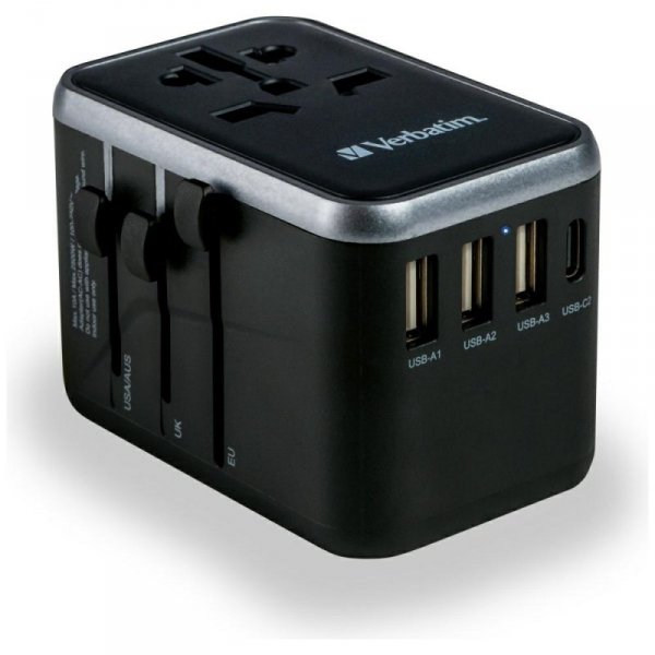 Verbatim Adapter podróżny EU/UK/US3xUSB-A/2xUSB-C PD 61W UTA-04 czarny/black 49546