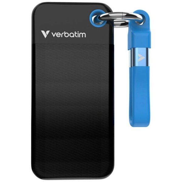 Dysk Zewnętrzny Verbatim Pocket SSD 2TB  - brelok do kluczy z kablem USB-C 3.2 gen.2 czarno-niebieski/black-blue 32195