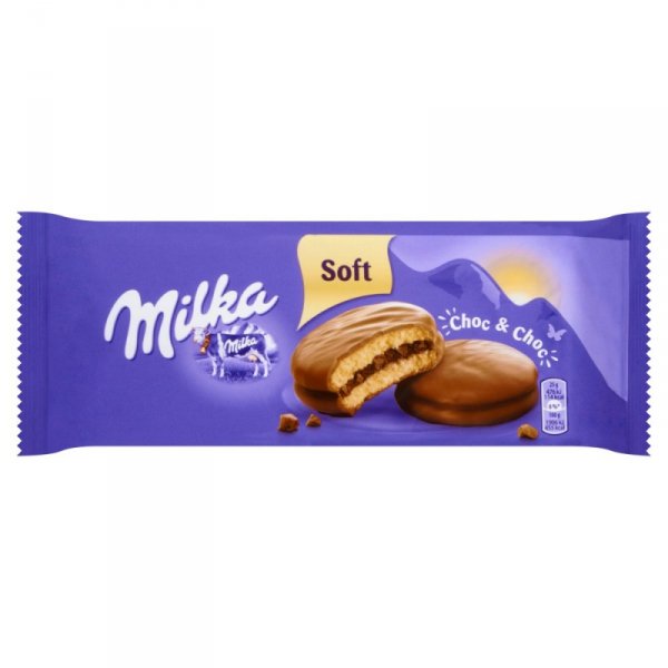 Milka Choc &amp; Choc Ciastka biszkoptowe przekładane nadzieniem kakaowym oblane czekoladą mleczną 150 g