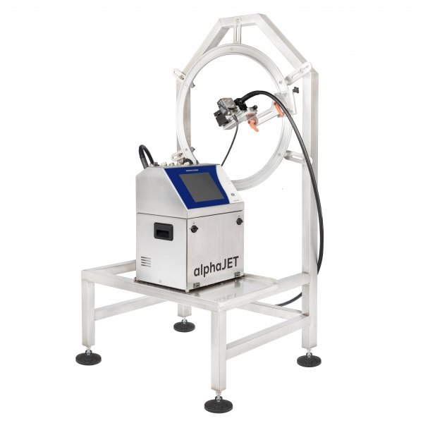 Coding station with radial printhead adjustment mechanism