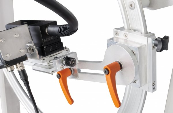 Coding station with radial printhead adjustment mechanism