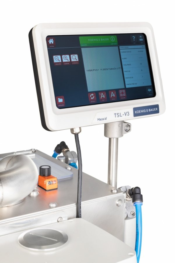 A marking station for rubber cables on an extrusion line