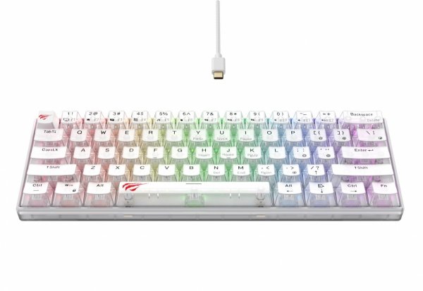 Klawiatura gamingowa Havit KB903L (biel transparentna)