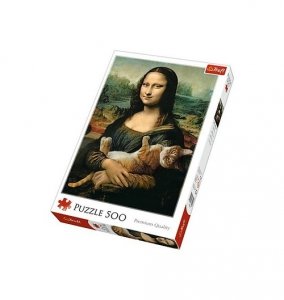 Puzzle Mona Lisa i kot Mruczek 500