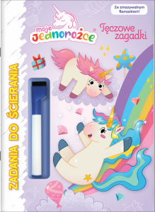 Tęczowe zagadki. Moje Jednorożce. Zadania do ścierania