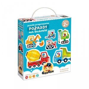 CzuCzu. Puzzle progresywne. Pojazdy na budowie 2+
