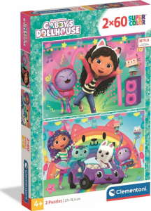Puzzle 2 x 60 elementów. Super kolor. Gabby's Dollhouse