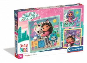 Puzzle 3 x 48 elementów. Super kolor. Gabby’s Dollhouse: The Movie