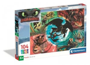 Puzzle 104 elementów. Super kolor. How to Train Your Dragon 1