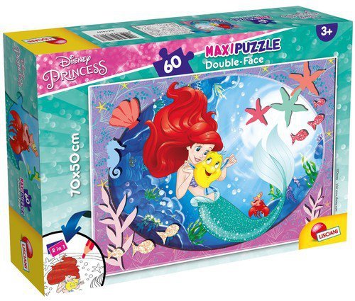 Puzzle dwustronne maxi Księżniczki Ariel 60