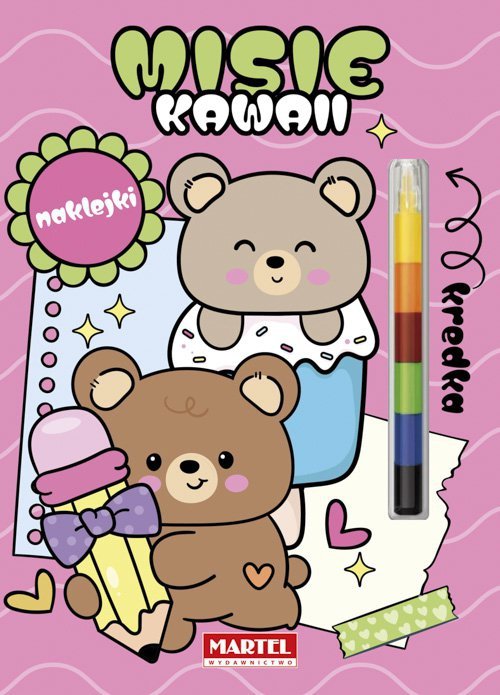 Kawaii misie z naklejkami. Modułowa kredka